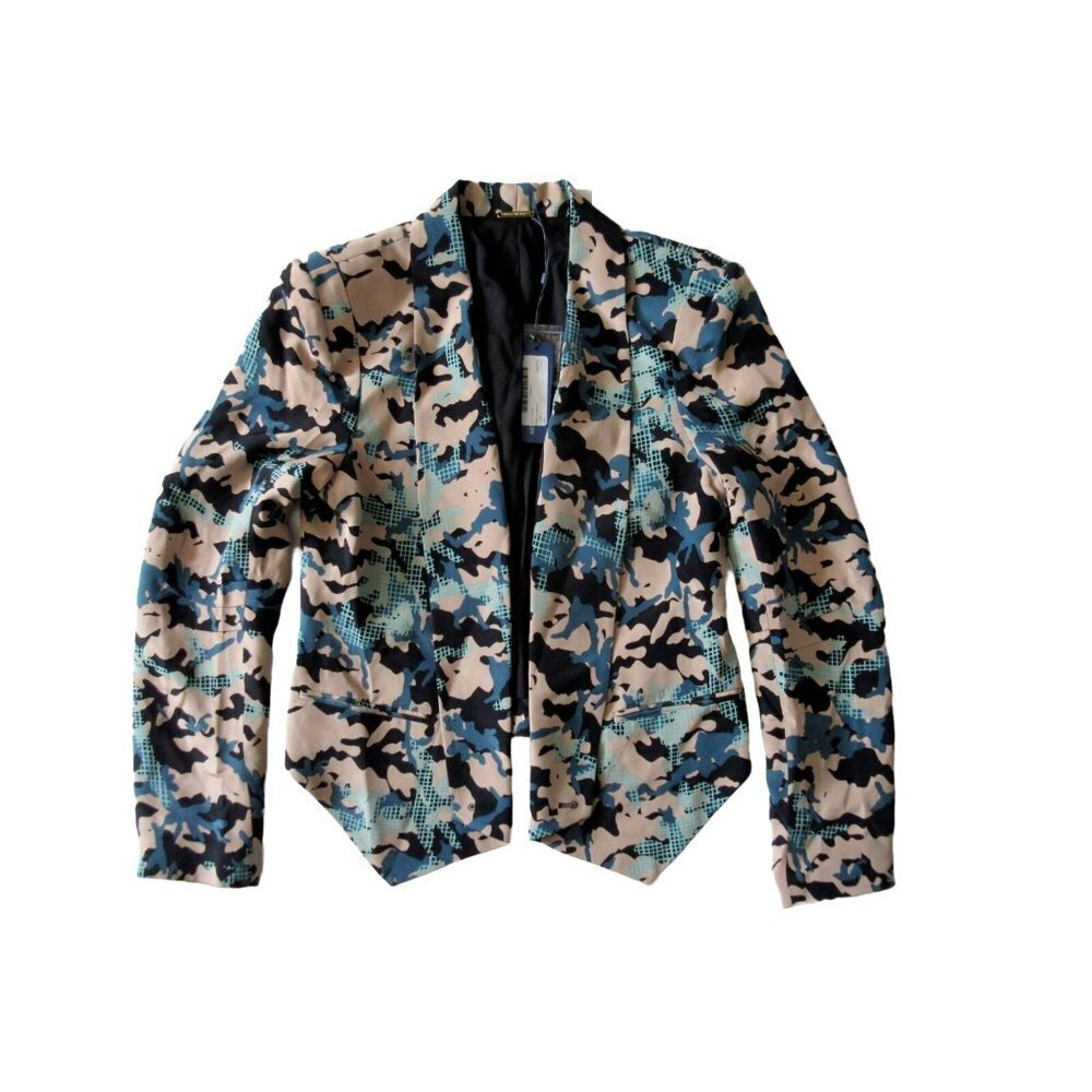 NWT Rebecca Minkoff Becky in Camel Camo Camouflage Silk Blazer Jacket 10 $298